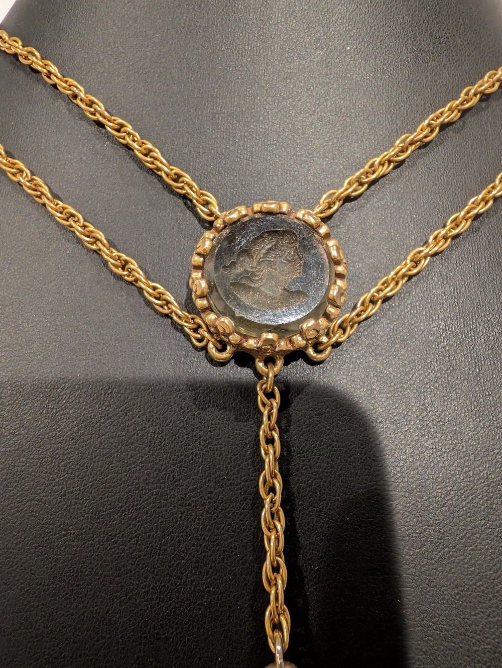 Gold Double-Strand Medallion Pendant Necklace - Women's Jewelry - Picture 5 of 8